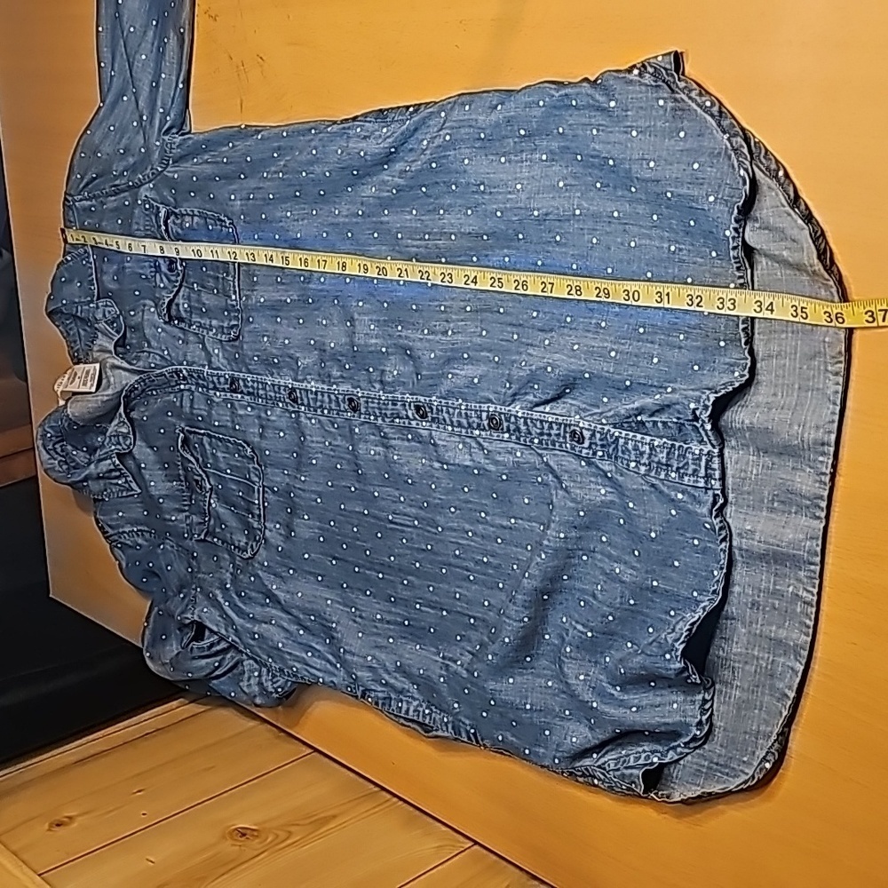 Med Philosophy polka dotted denim like shirt dress with pockets - Picture 6 of 9